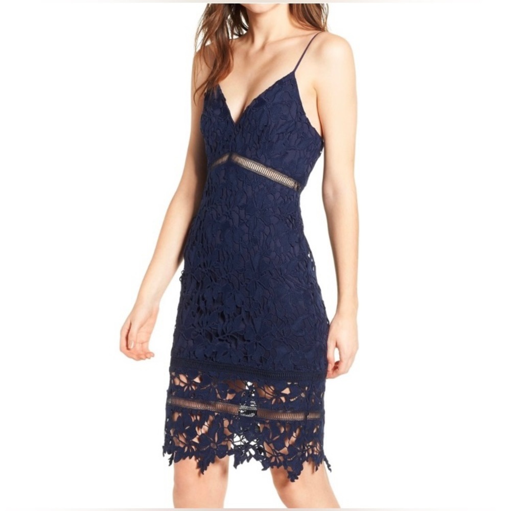 ASTR the Label Navy Lace Midi Dress